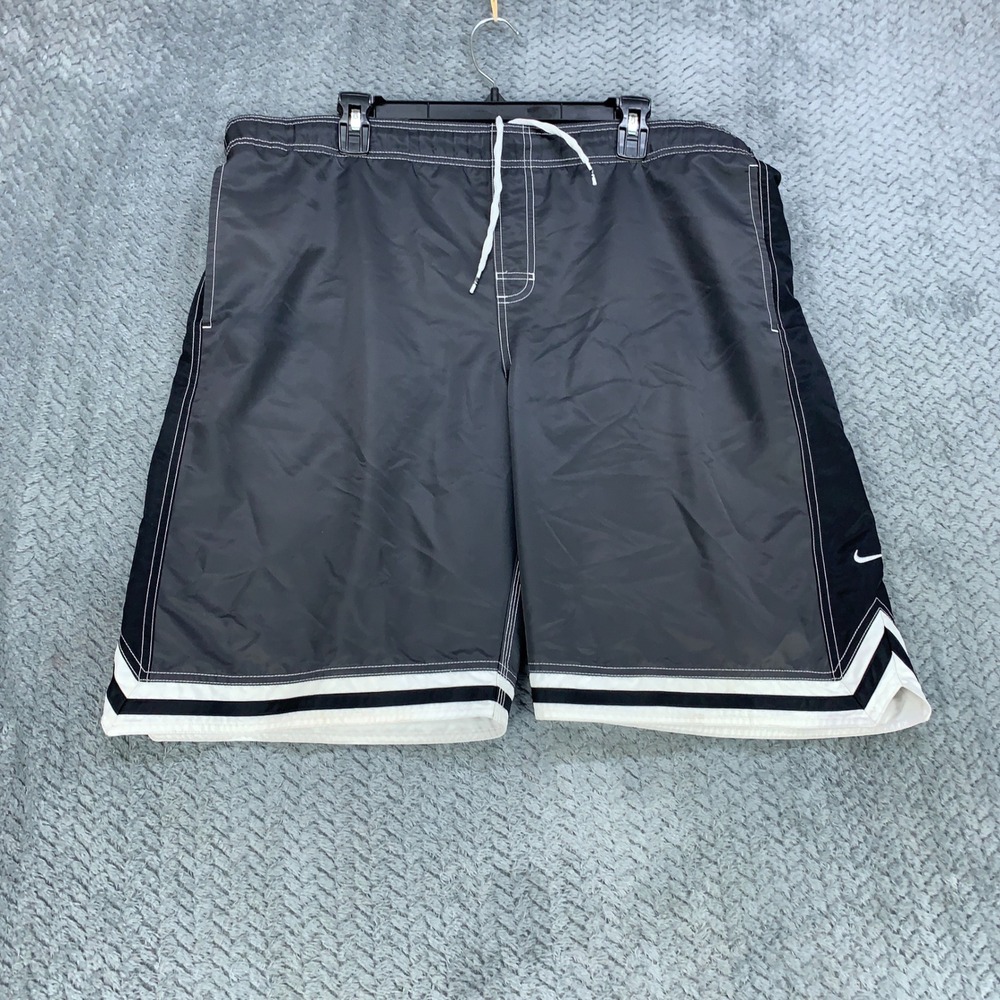 Vintage Nike Shorts Men's 2XL XXL Gray Black Mesh Lined Pockets Drawstring
